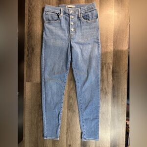 Womens Levi's Mile High Super Skinny Jeans Size 30 28x25 Ankle Button Fly Light